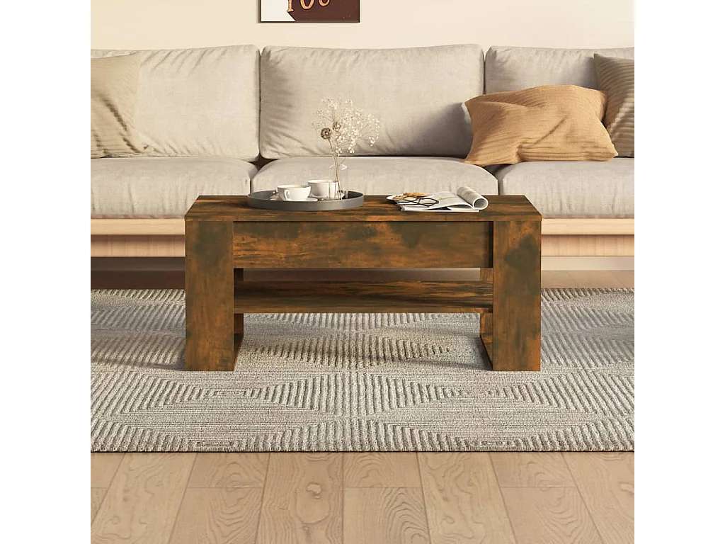 Table basse Chêne fumé 102x55x45 cm Bois d'ingénierie