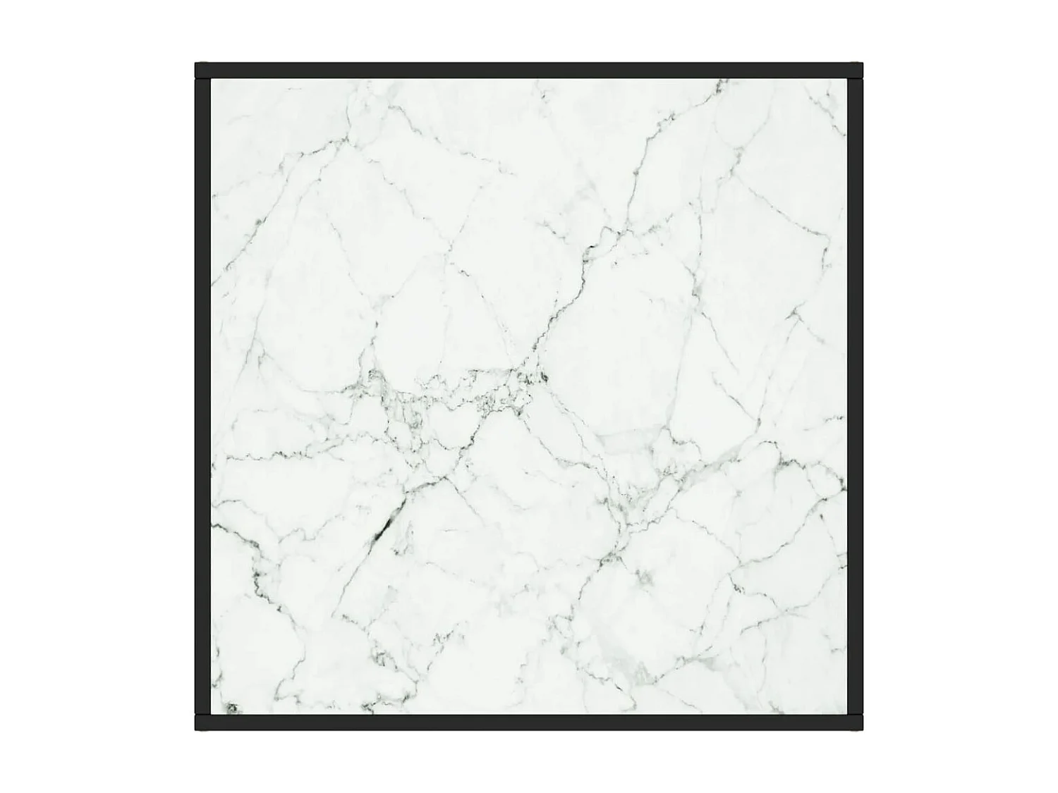 Table basse Noir avec verre marbre blanc 80x80x35 cm