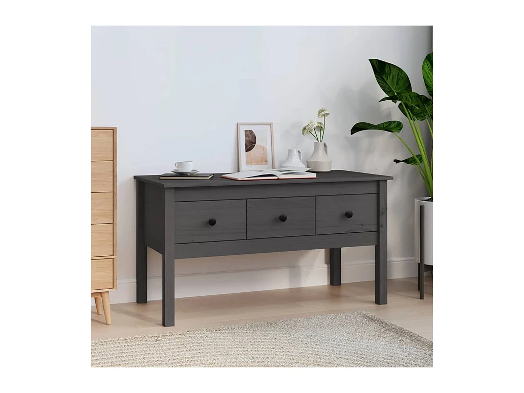 Table basse Gris 102x49x55 cm Bois massif de pin