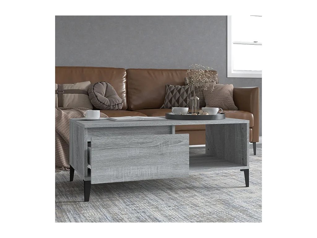 Table basse Sonoma gris 90x50x36,5 cm Bois d'ingénierie