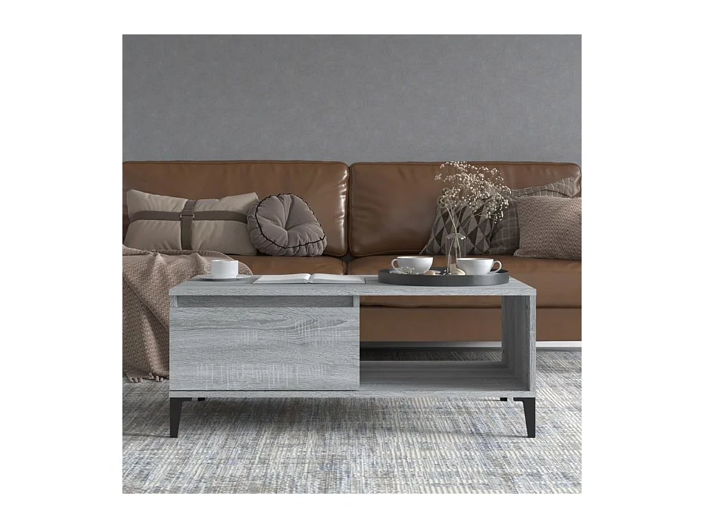 Table basse Sonoma gris 90x50x36,5 cm Bois d'ingénierie