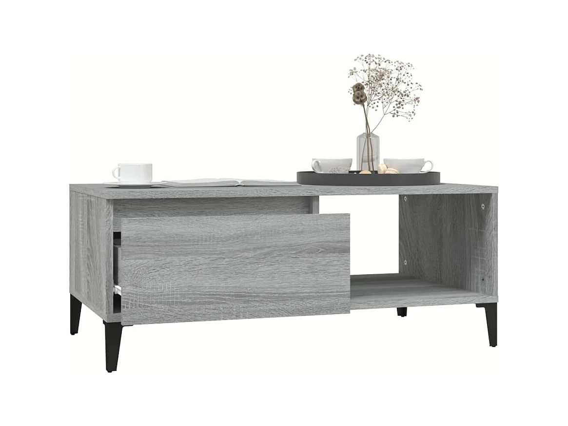 Table basse Sonoma gris 90x50x36,5 cm Bois d'ingénierie