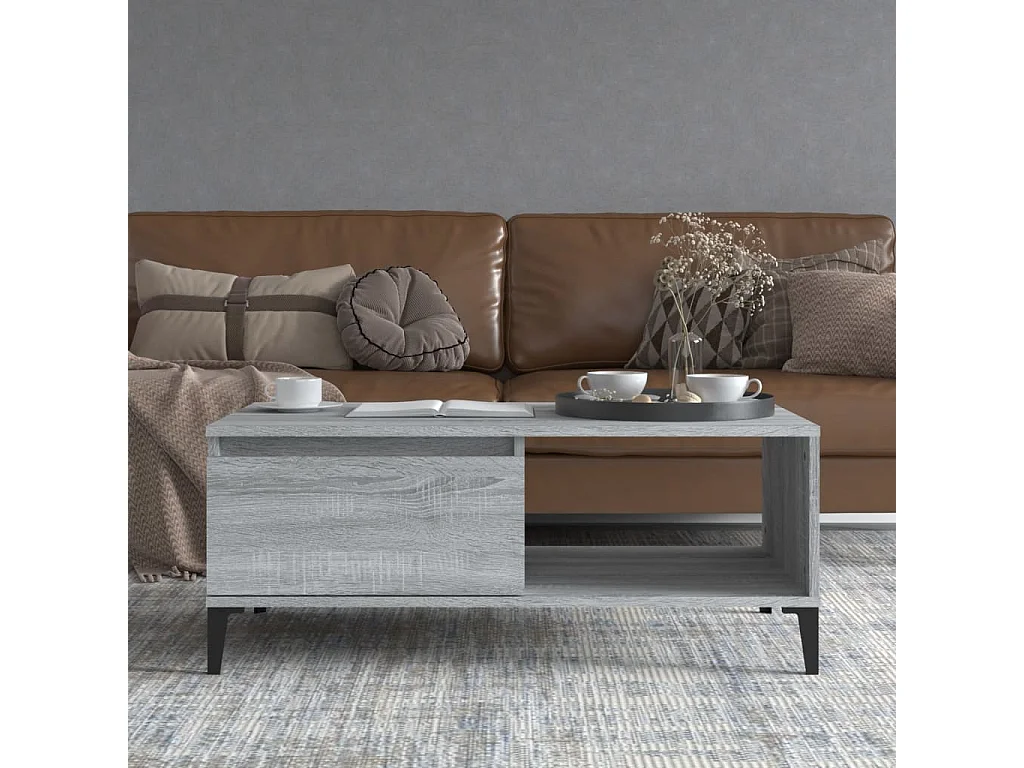 Table basse Sonoma gris 90x50x36,5 cm Bois d'ingénierie