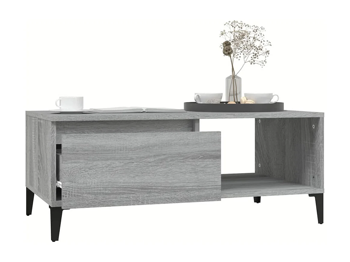 Table basse Sonoma gris 90x50x36,5 cm Bois d'ingénierie