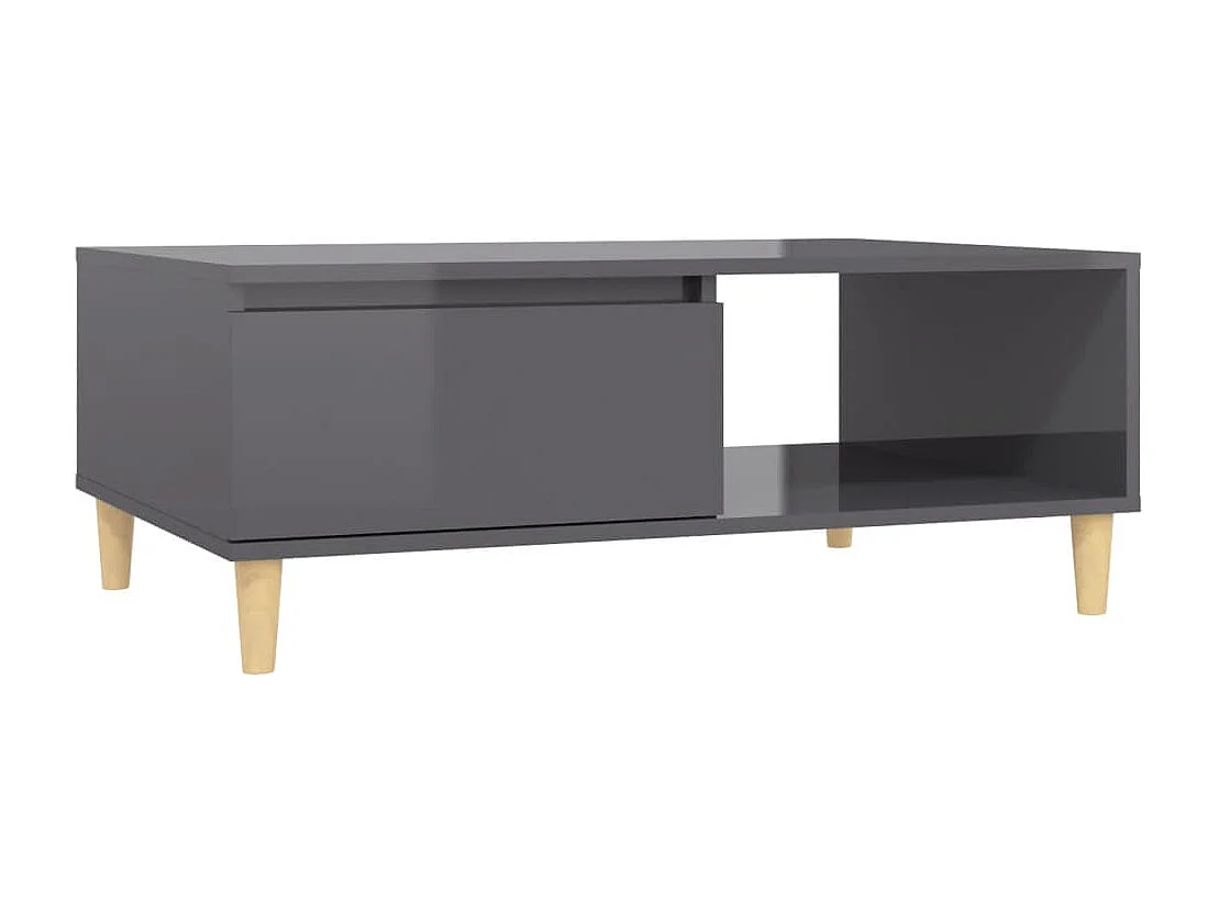 Table basse Gris brillant 90x60x35 cm Aggloméré