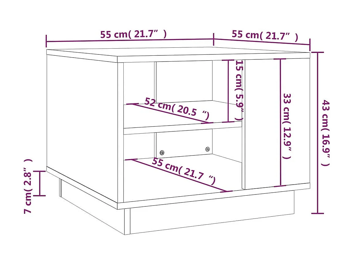 Table basse Blanc brillant 55x55x43 cm Aggloméré