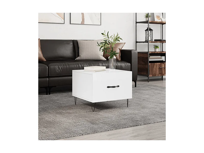 Mesa de centro 50x50x40 cm madeira processada branco brilhante