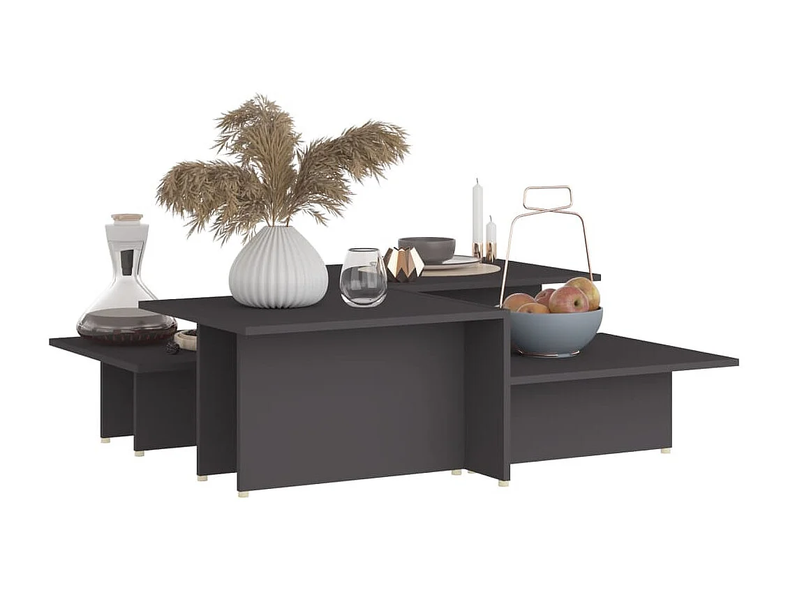 Mesa de centro 2 piezas madera contrachapada gris 111,5x50x33cm