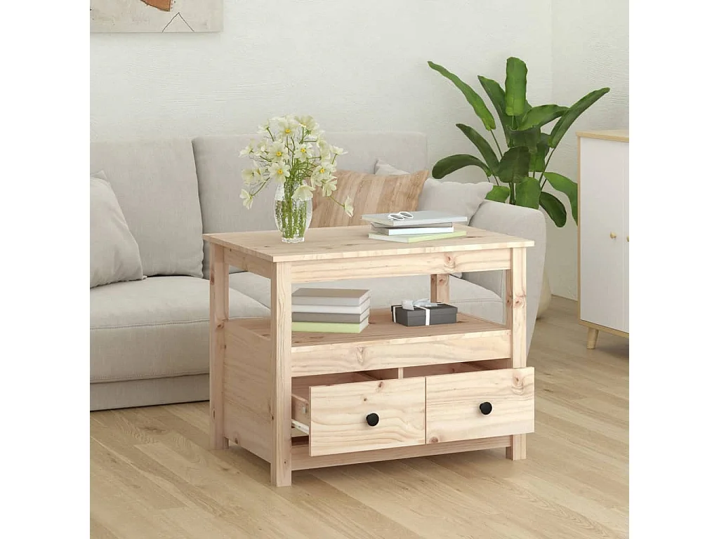 Table basse 71x49x55 cm Bois massif de pin