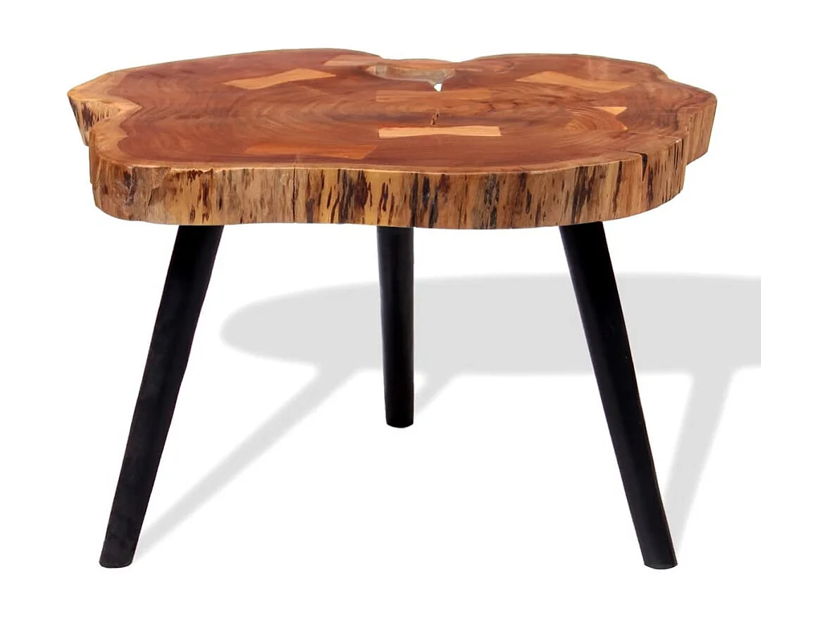 Mesa de centro de tronco madeira de acácia maciça (55-60)x40 cm