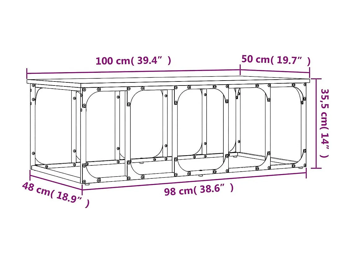 Mesa de centro madera de ingeniería roble Sonoma 100x50x35,5 cm