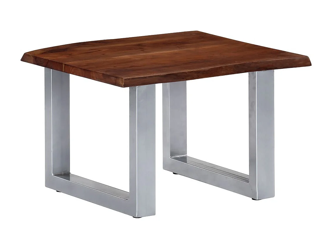 Table basse avec bord naturel 60x60x40 cm Bois d'acacia massif