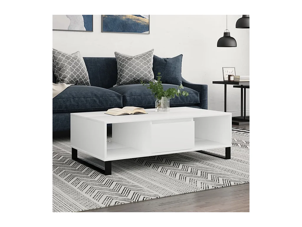 Mesa de centro 104x60x35 cm derivados de madeira branco