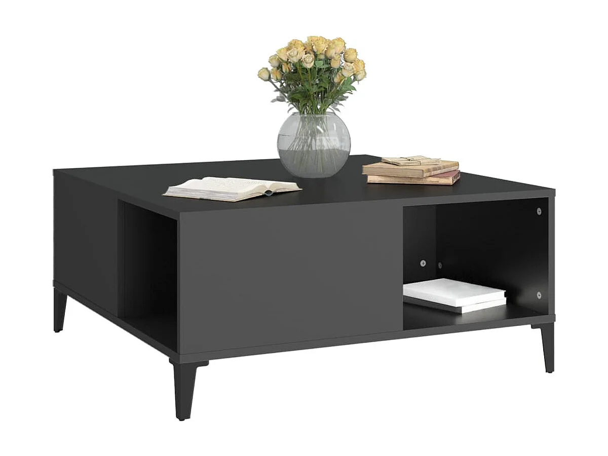 Table basse noir 80x80x36,5 cm bois d'ingénierie