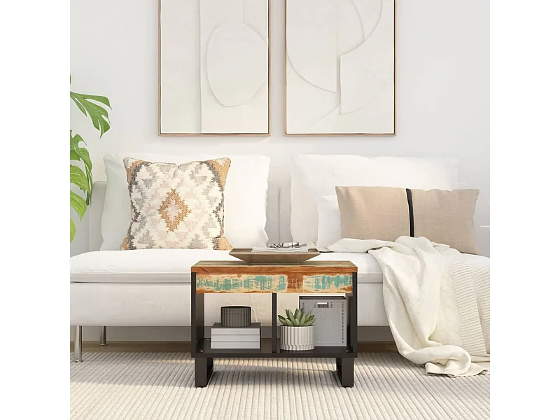 Mesa de centro de madera maciza reciclada 55x50x40 cm