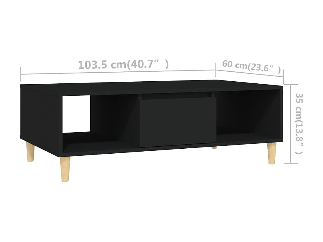 Table basse Noir 103,5x60x35 cm Aggloméré