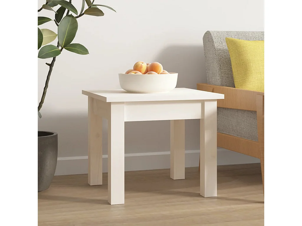 Table basse Blanc 35x35x30 cm Bois massif de pin