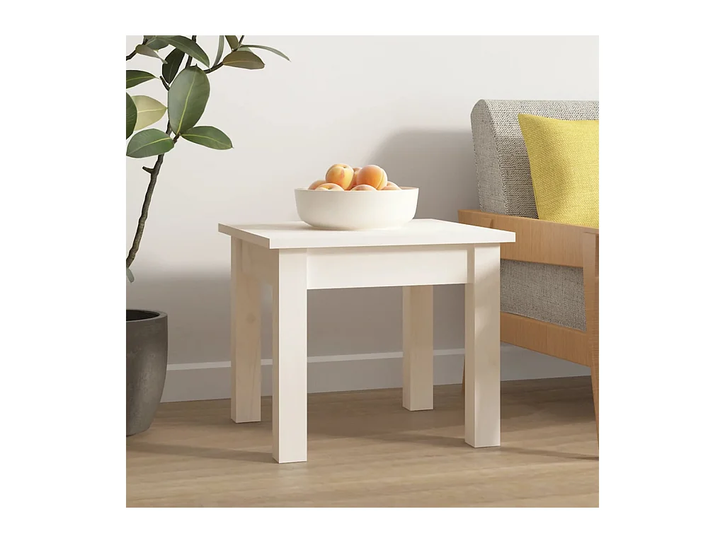 Table basse Blanc 35x35x30 cm Bois massif de pin