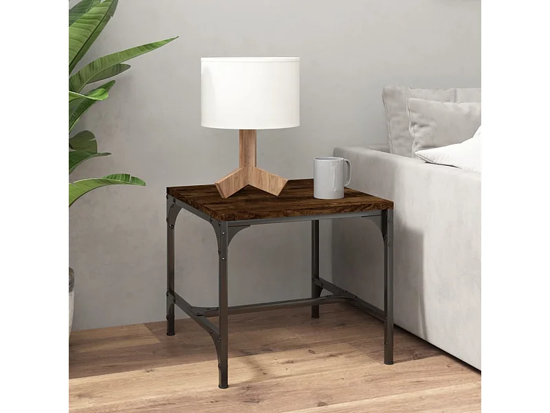 Mesa auxiliar madera contrachapada roble ahumado 40x40x35 cm