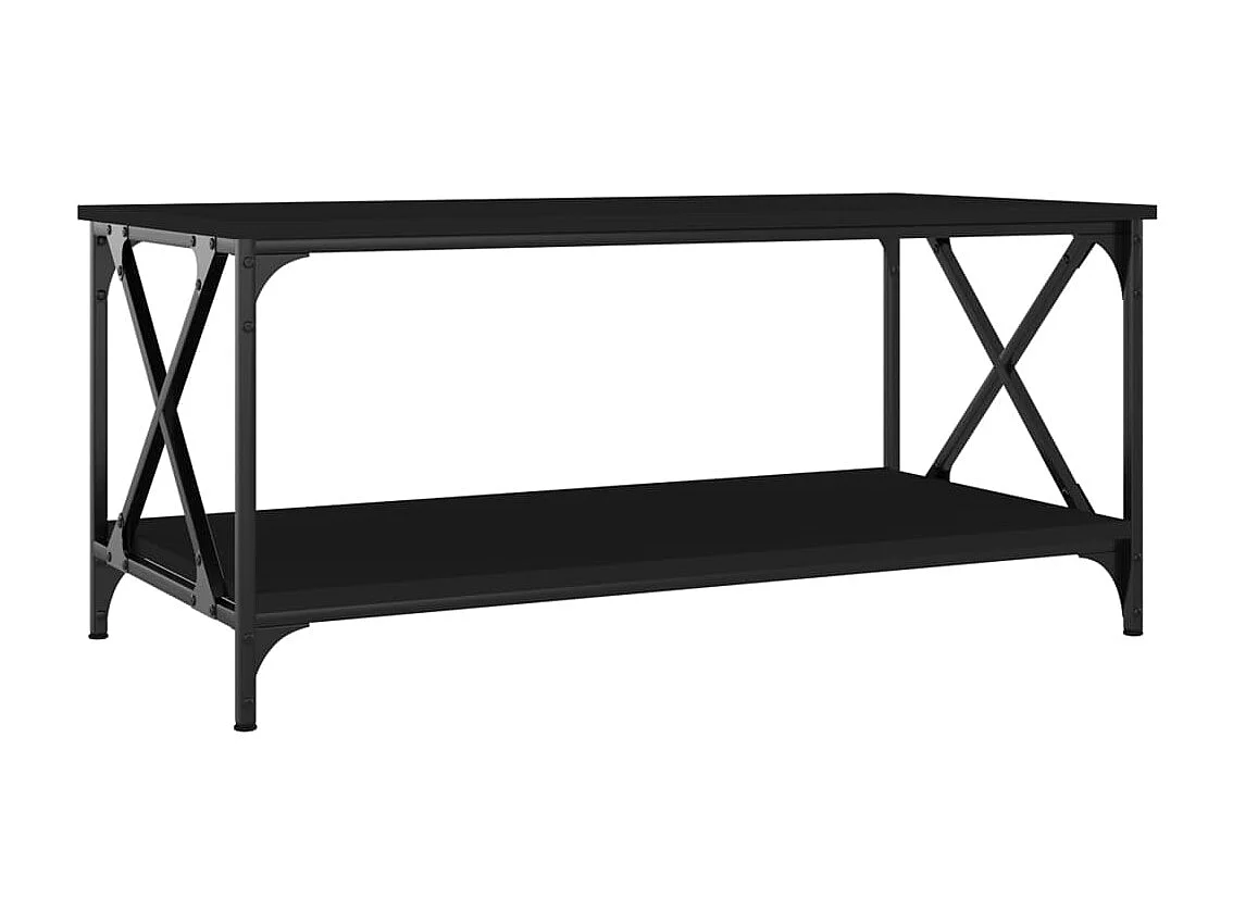 Table basse Noir 100x50x45 cm Bois d'ingénierie et fer