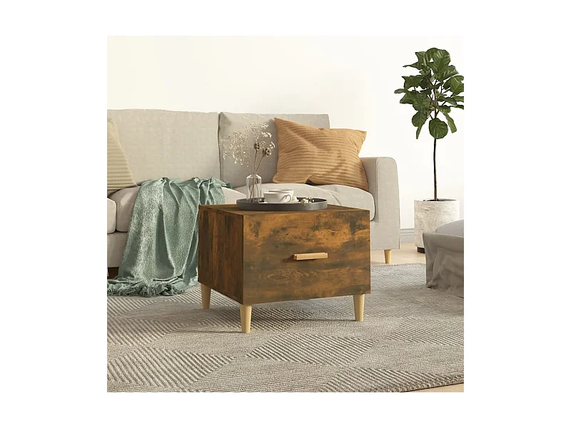 Mesa de centro madera contrachapada roble ahumado 50x50x40 cm