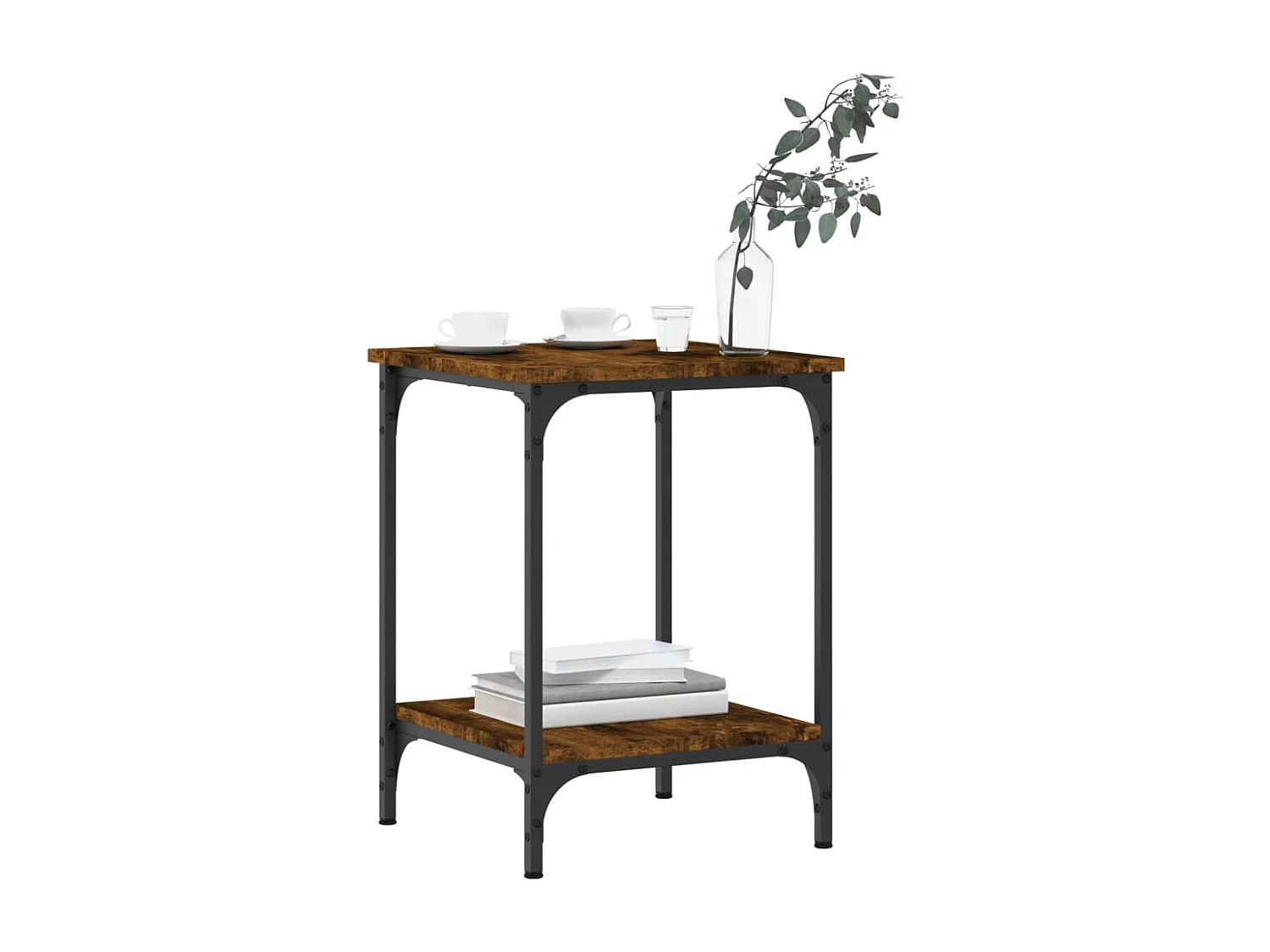 Table basse chêne fumé 40x40x55 cm bois d'ingénierie