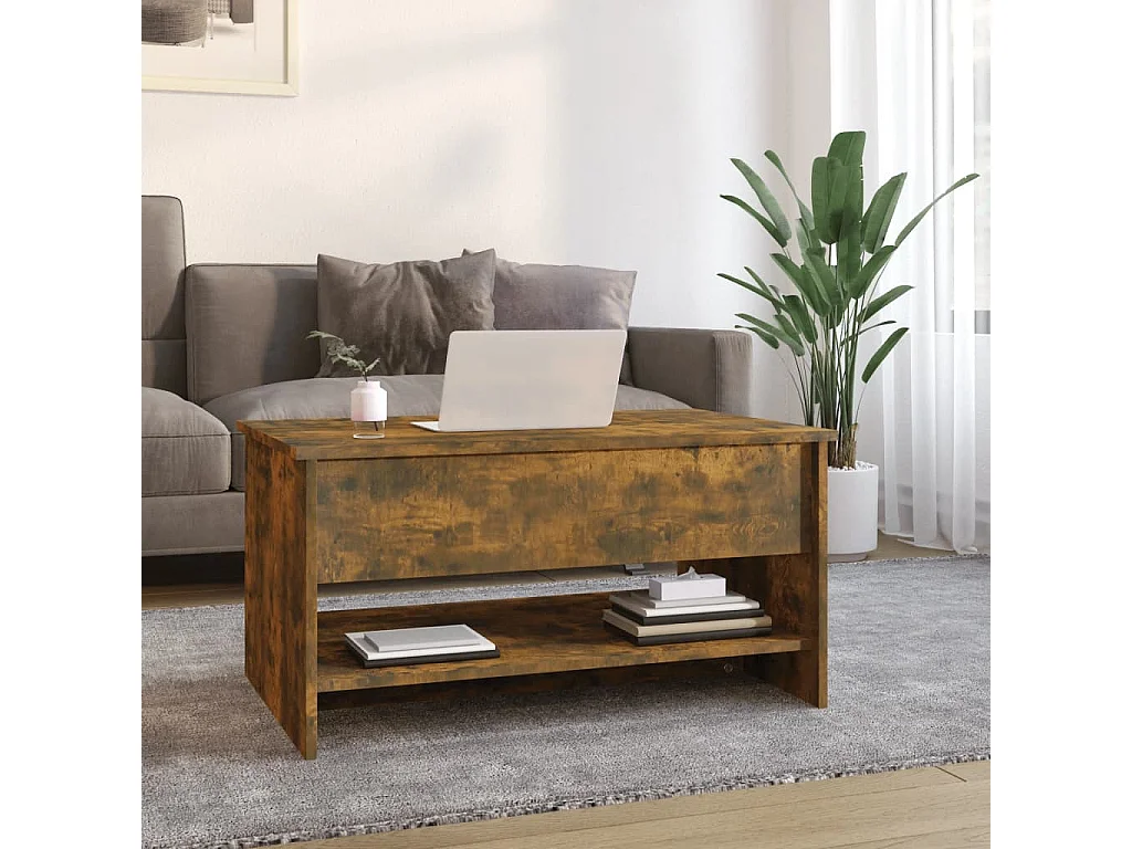 Table basse Chêne fumé 80x50x40 cm Bois d'ingénierie