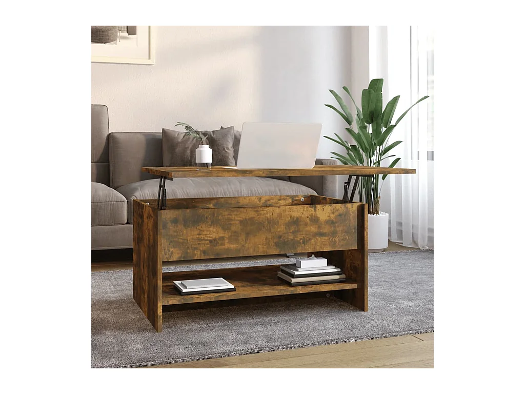 Salontafel 80x50x40 cm bewerkt hout gerookt eikenkleurig