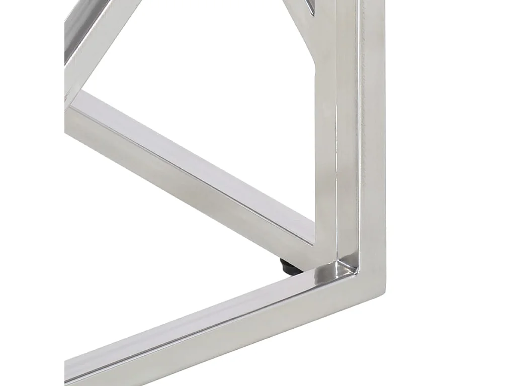 Table basse argenté inox et bois de récupération massif