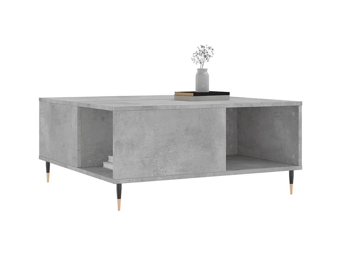 Table basse gris béton 80x80x36,5 cm bois d'ingénierie