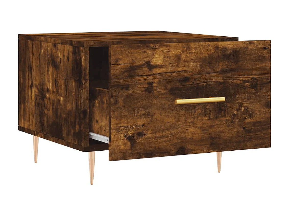 Tables basses 2 pièces chêne fumé 50x50x40 cm bois d'ingénierie