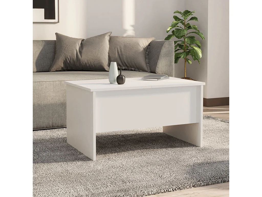 Table basse Blanc 80x50x42,5 cm Bois d'ingénierie