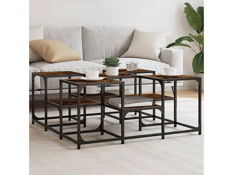 Mesa de centro 91x91x40 cm derivados de madeira carvalho fumado