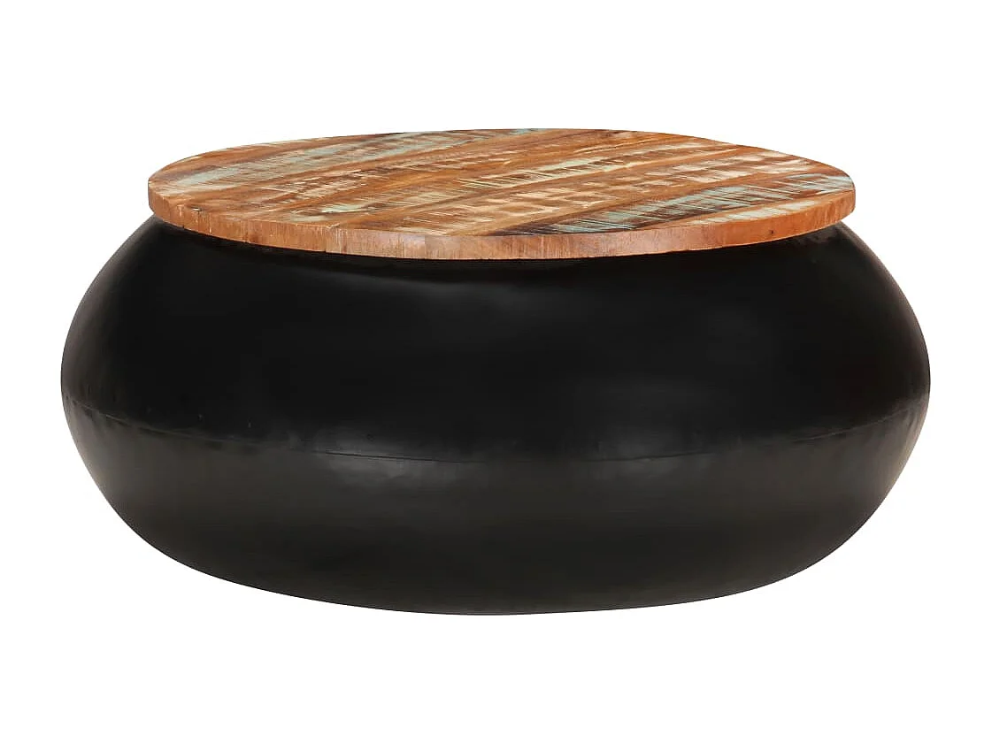 Table basse Noir 68x68x30 cm Bois de récupération solide