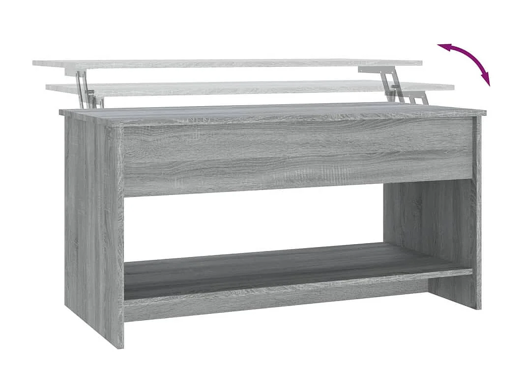 Table basse Sonoma gris 102x50x52,5 cm Bois d'ingénierie