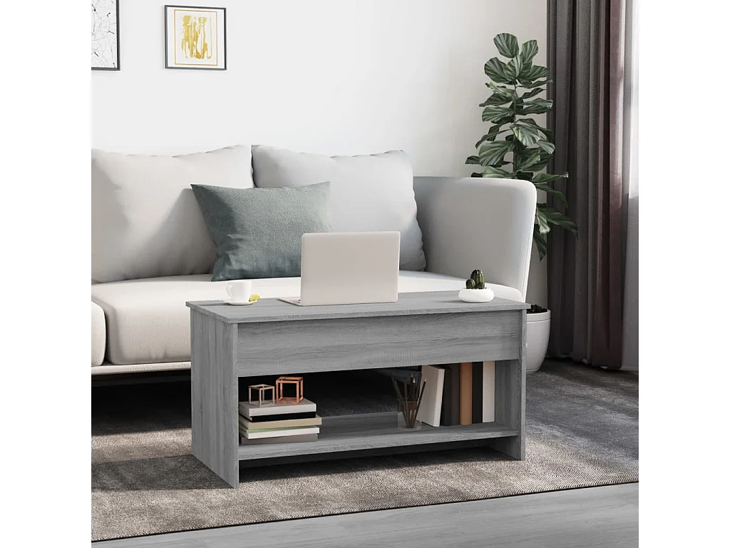 Table basse Sonoma gris 102x50x52,5 cm Bois d'ingénierie