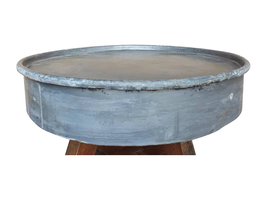 Mesa de centro de madera maciza reciclada plateada 60x45 cm