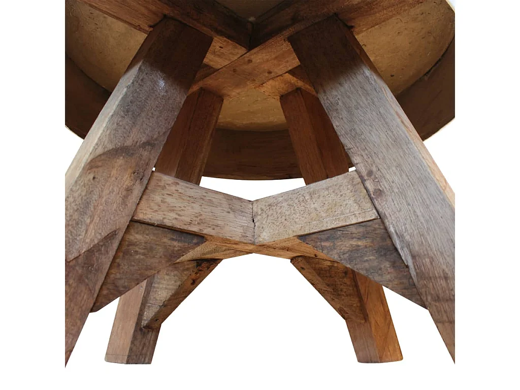 Mesa de centro de madera maciza reciclada plateada 60x45 cm