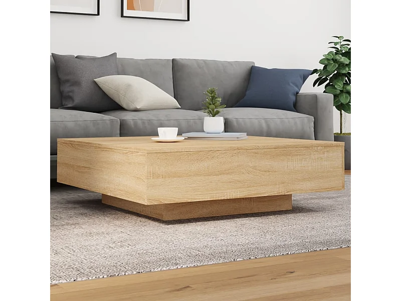 Table basse avec lumières LED chêne sonoma 100x100x31 cm