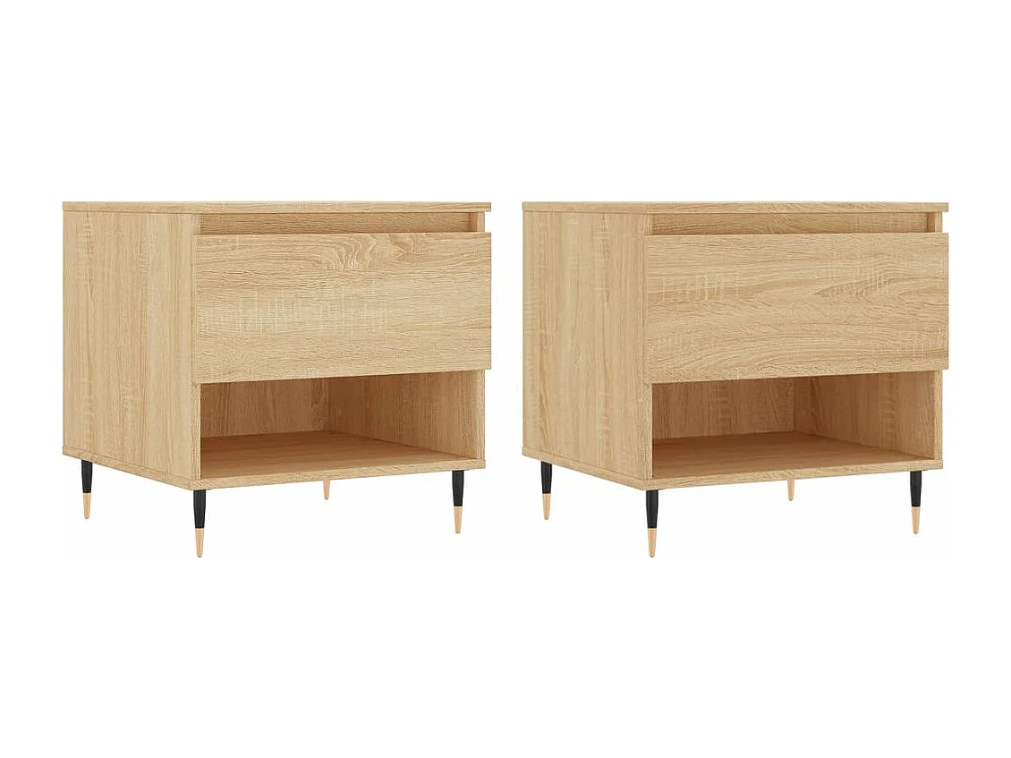 Salontafels 2 st 50x46x50 cm bewerkt hout sonoma eikenkleurig