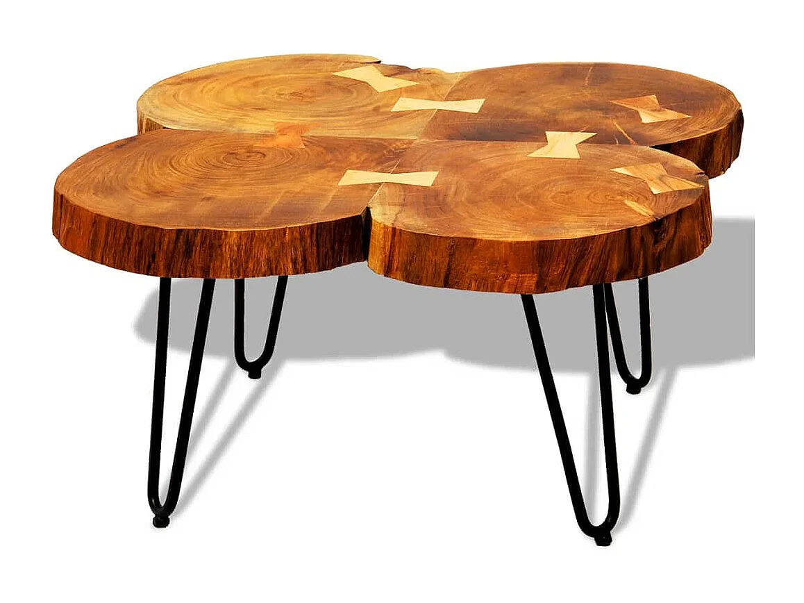 Table basse 35 cm 4 troncs Bois