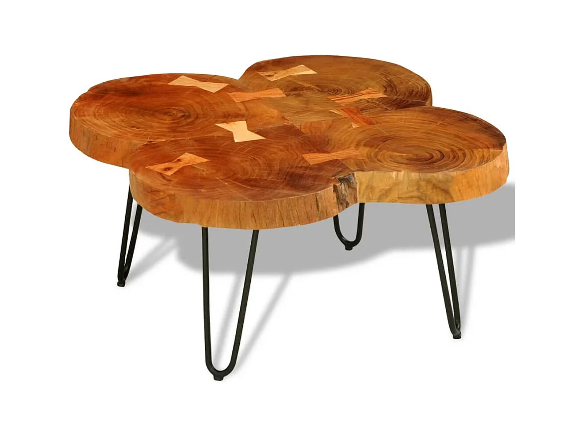 Table basse 35 cm 4 troncs Bois