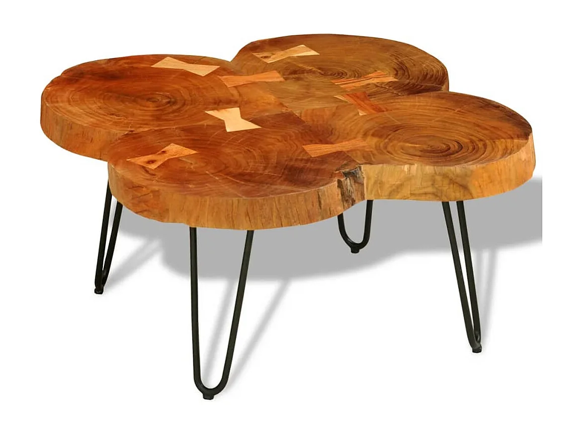 Table basse 35 cm 4 troncs Bois