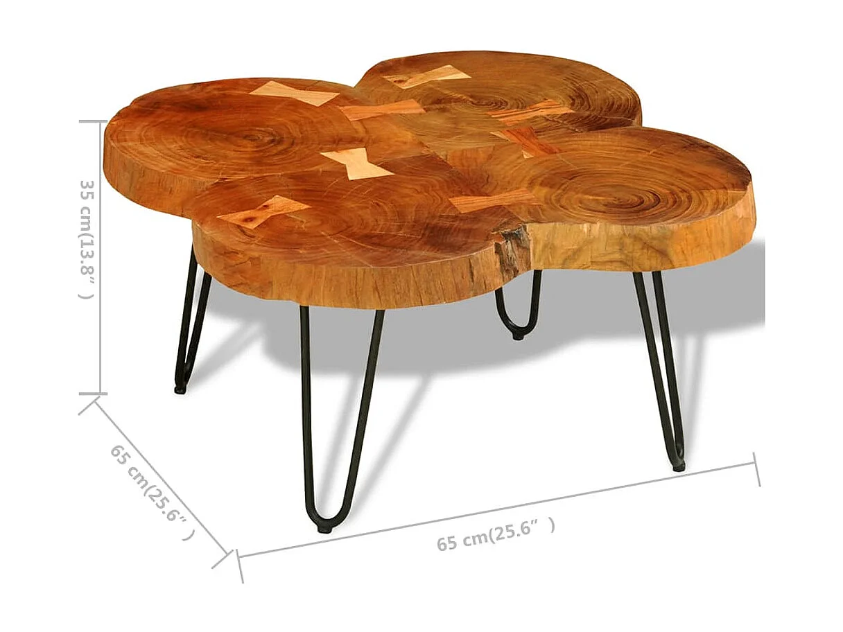 Table basse 35 cm 4 troncs Bois