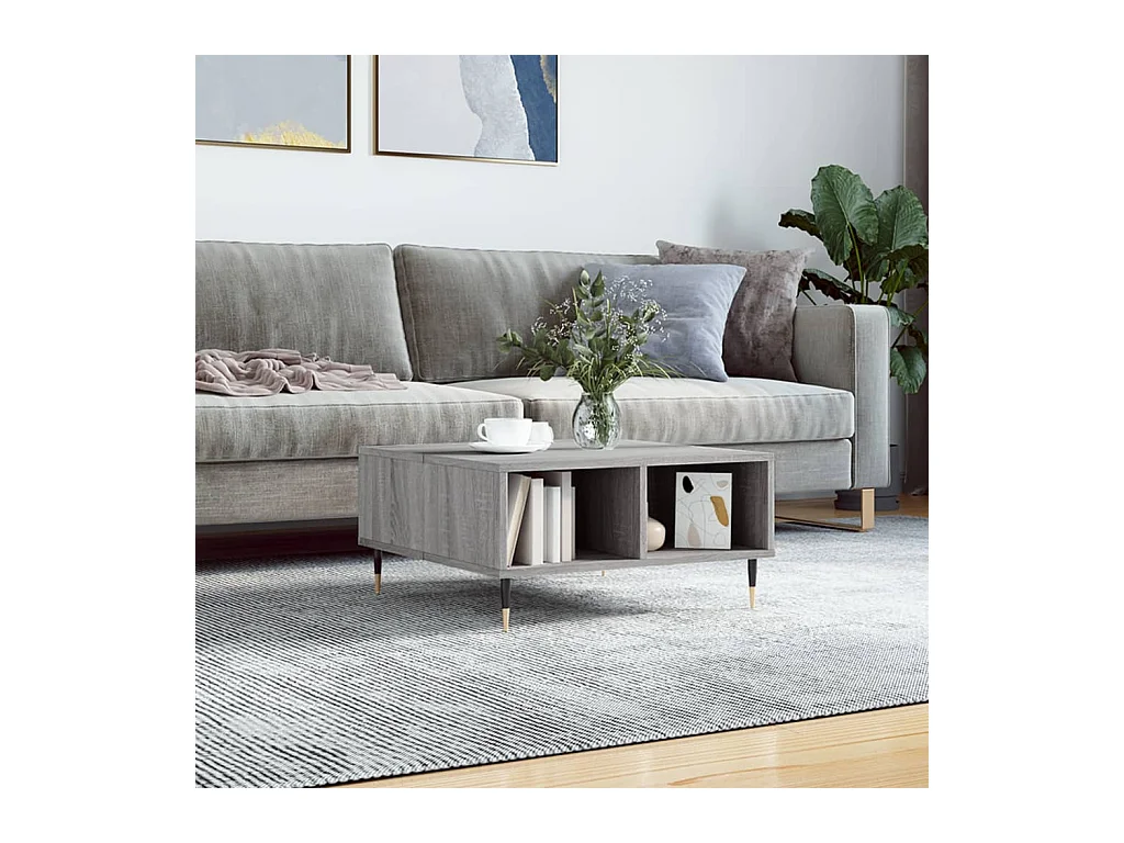Table basse sonoma gris 60x60x30 cm bois d'ingénierie