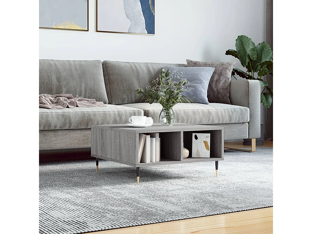 Table basse sonoma gris 60x60x30 cm bois d'ingénierie