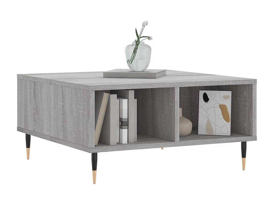 Table basse sonoma gris 60x60x30 cm bois d'ingénierie