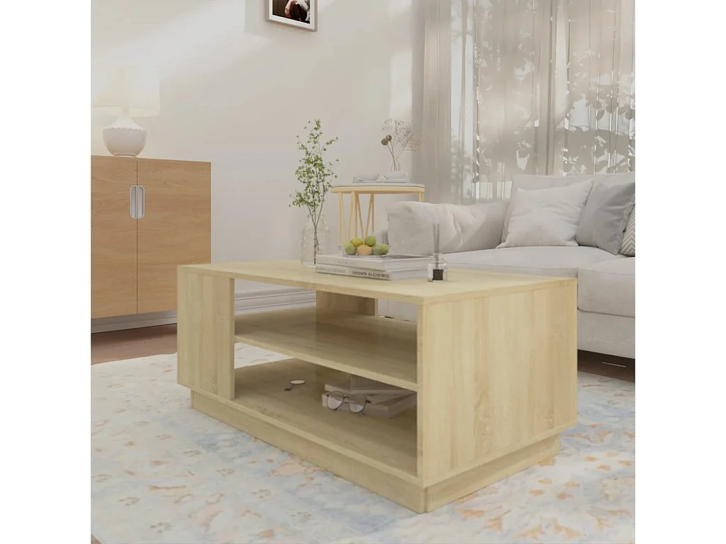 Mesa de centro 102x55x43 cm contraplacado carvalho sonoma