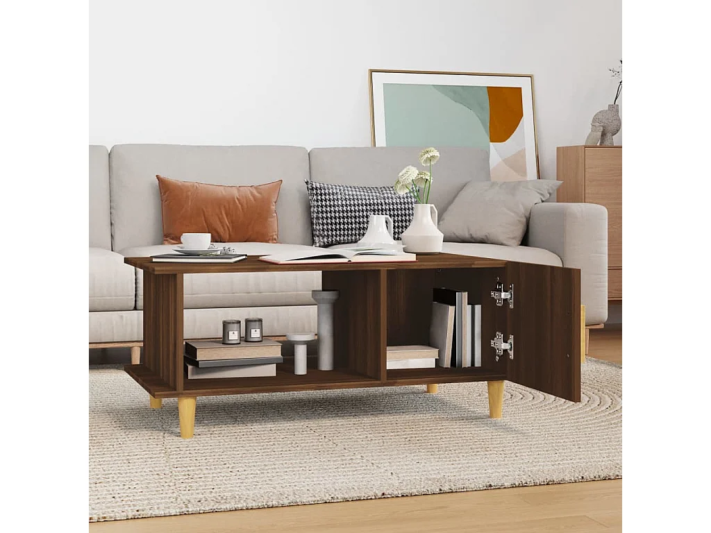 Table basse chêne marron 90x50x40 cm bois d'ingénierie