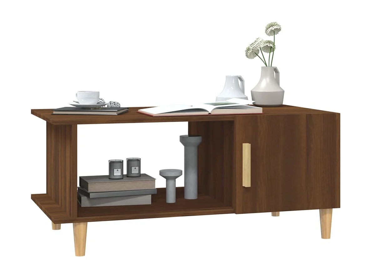 Mesa de centro madera contrachapada roble marrón 90x50x40 cm